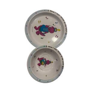 Vintage 1992 Barney the Dinosaur Melamine Plate & Bowl Set - Selandia